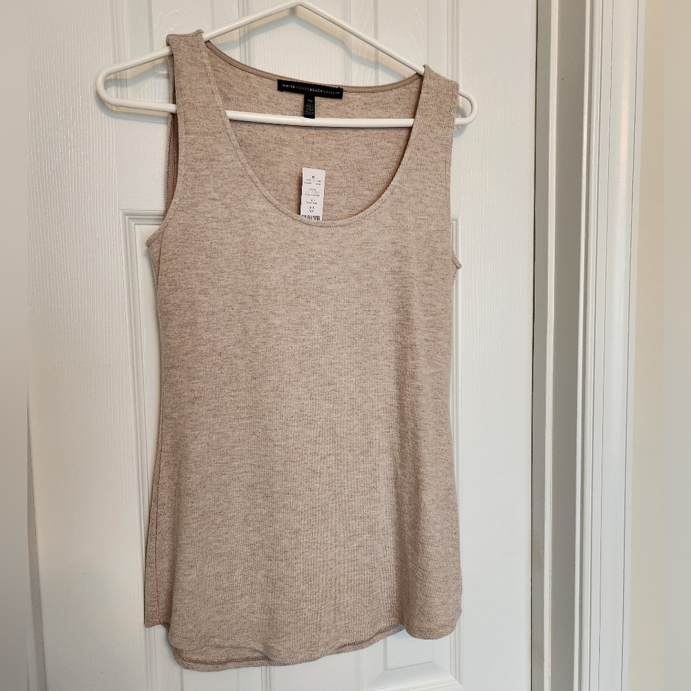 White House Black Market Beige Ribbed Tank Top